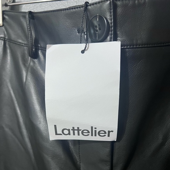 NWT Lattelier Black Faux Leather Wide Leg Pants Women’s Sz Large NEW Date Night! - Picture 6 of 9